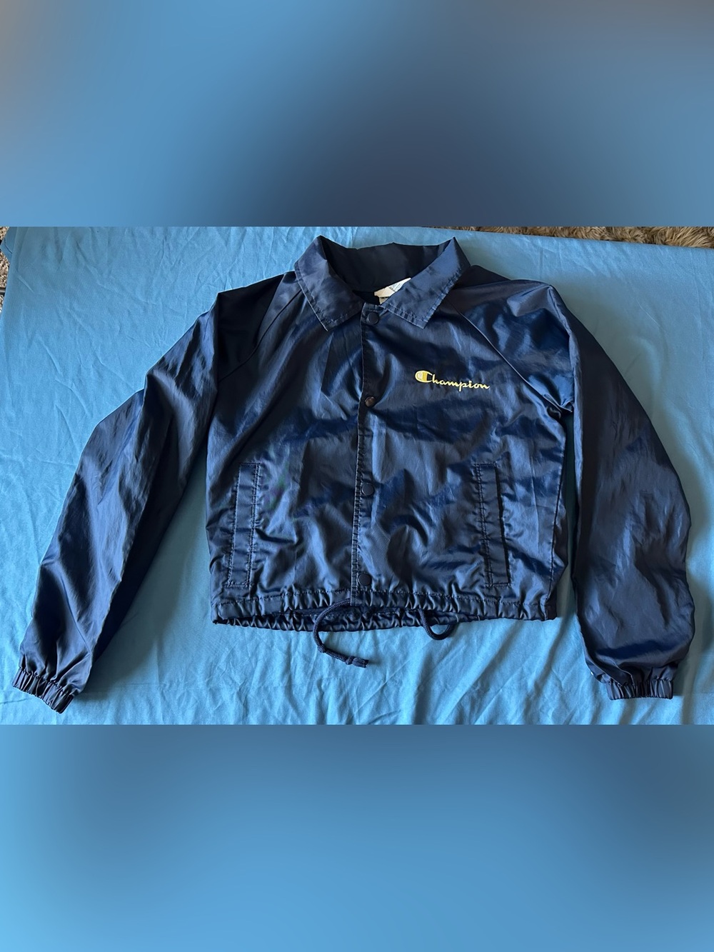 Champion Navy Windbreaker Jacket with Script Logo